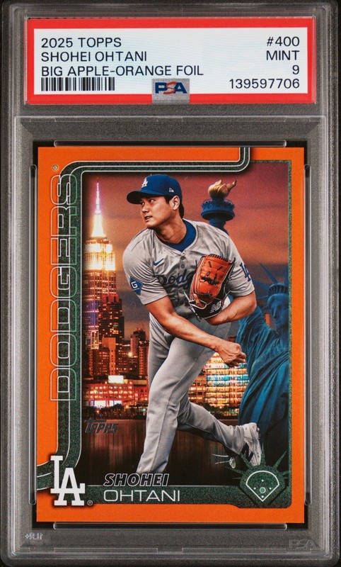 2025 Topps Series 2 Shohei Ohtani #400 Big Apple Orange Foil /25 PSA 9