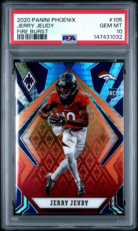 2020 Jerry Jeudy Phoenix FIRE BURST CARD /PSA 10 GEM-MT Broncos