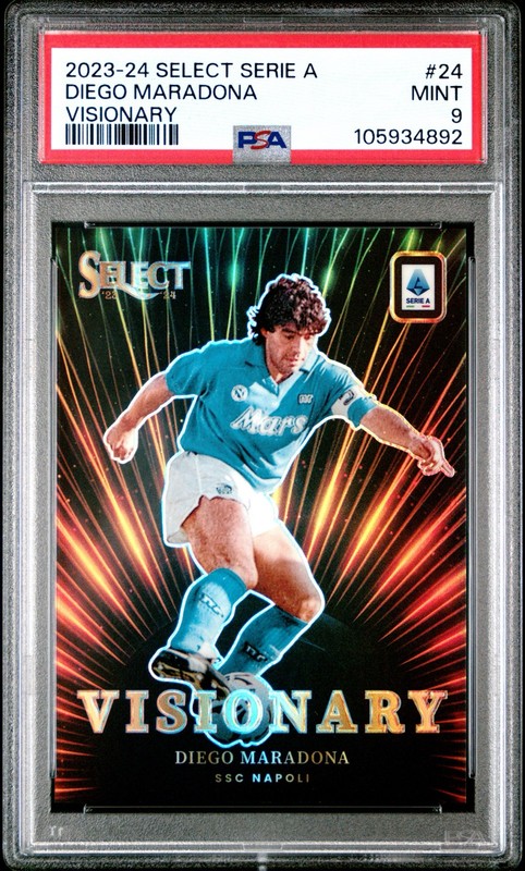 Diego Maradona 2023-24 Panini Select Serie A Visionary SP PSA 9 SSC NAPOLI