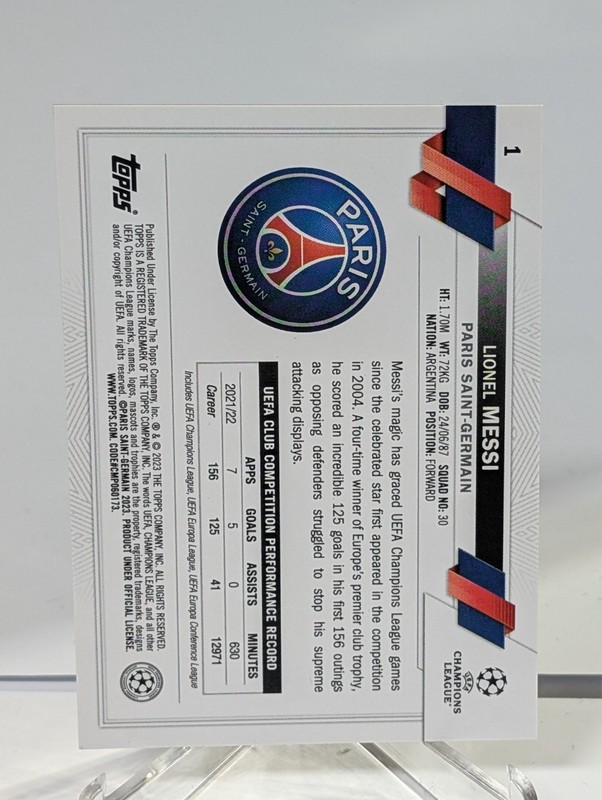 Lionel Messi 2022-23 Topps Chrome UEFA CC GOLD LAVA view 2