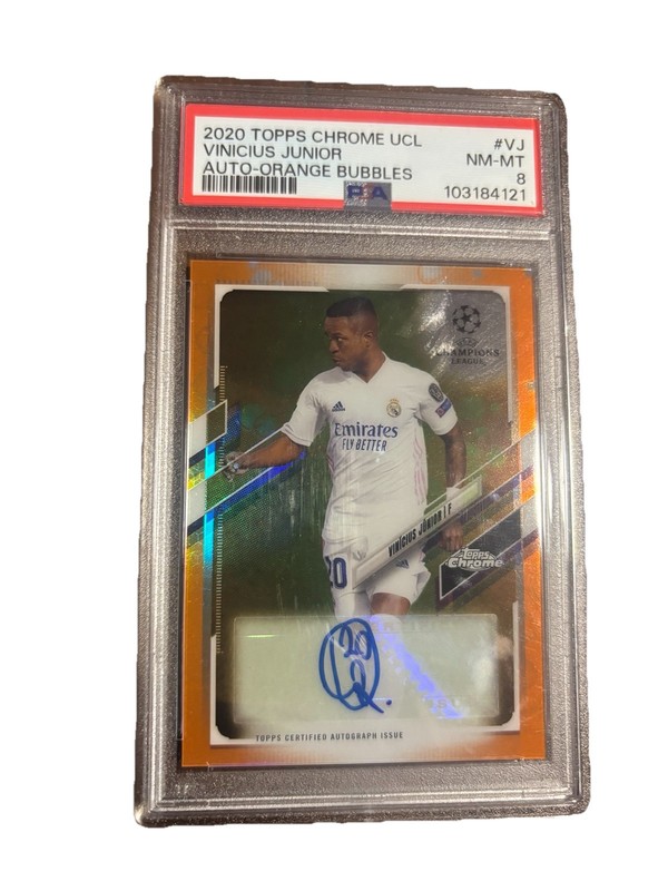 2020 Topps Chrome Vinicius Vini Jr Orange Bubbles Auto SSP PSA 8 Real Madrid