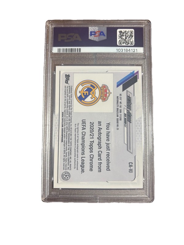 2020 Topps Chrome Vinicius Vini Jr Orange Bubbles Auto SSP PSA 8 Real Madrid view 2