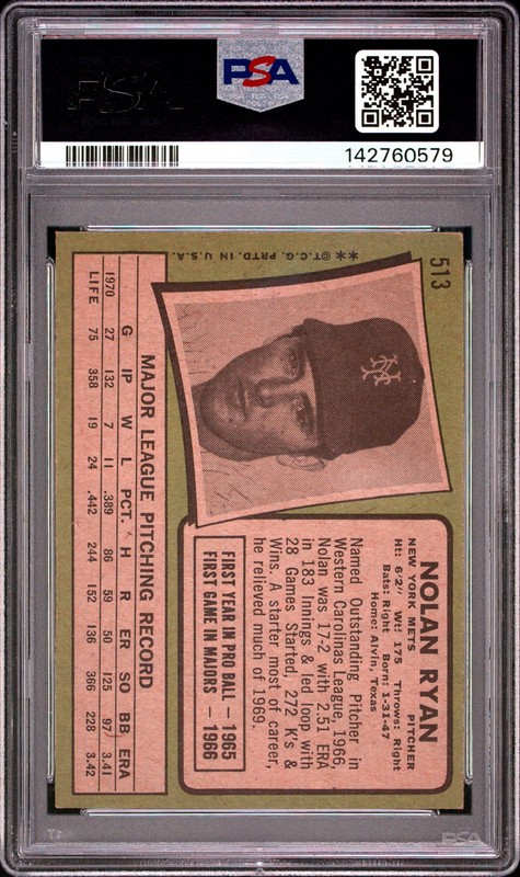 1971 Topps 513 Nolan Ryan PSA 4 142760579 view 2