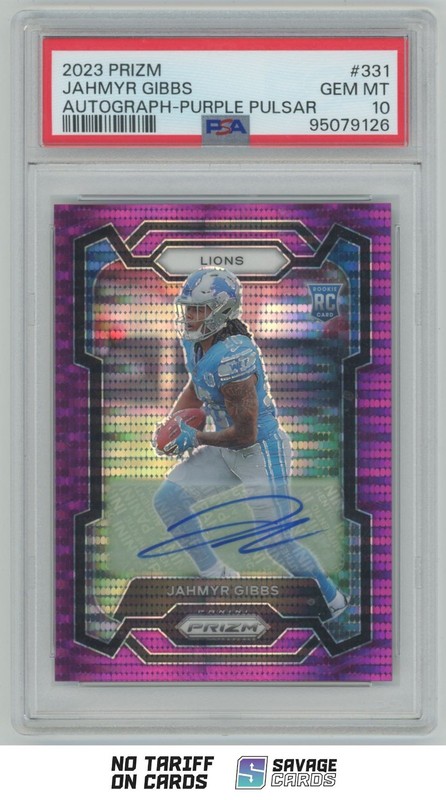 2023 Panini Prizm Rookie Auto Purple Pulsar Jahmyr Gibbs RC PSA 10 #331 Detroit