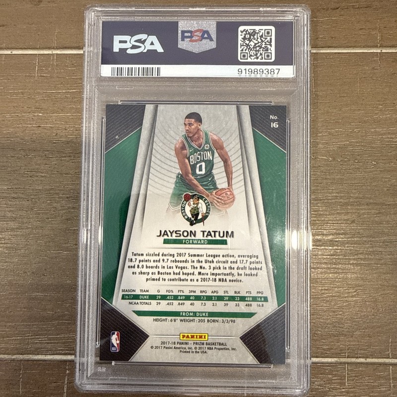 2017-18 Panini Prizm - Jayson Tatum #16 PSA 9 view 2