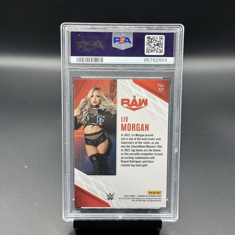 2023 Panini Chronicles WWE Liv Morgan Red Psa 10 view 2