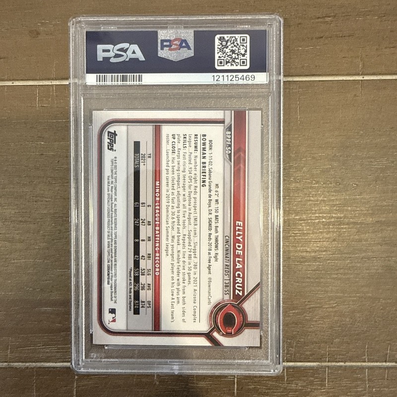 2022 Bowman 1st Edition Elly de La Cruz #BPPF-50 (RC) PSA 8 view 2