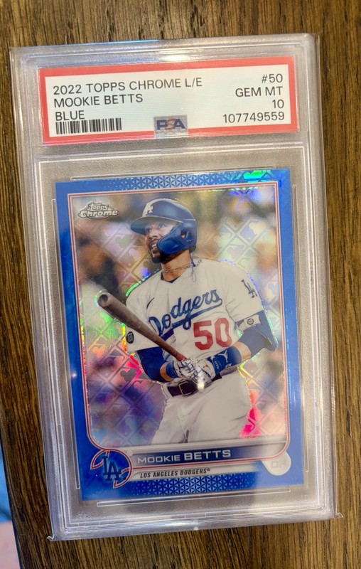 2022 Topps Chrome Logofractor Mookie Betts #50 PSA 10 GMT Blue Refractor /150 LA