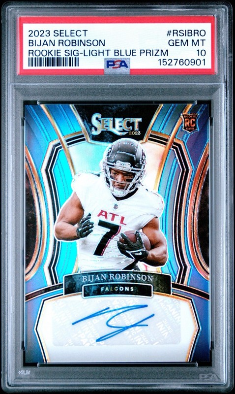 Bijan Robinson /49 Rookie Auto Light Blue PSA 10 GEM MINT 2023 Panini Select RC
