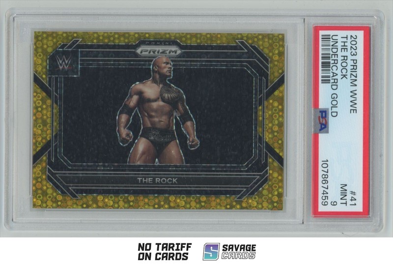 2023 Panini Prizm WWE Under Card Gold The Rock PSA 9 /10 #41