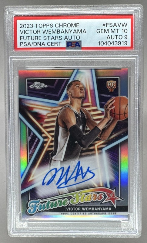Victor Wembanyama 2023 Topps Chrome #FSA-VW Future Stars RC Auto PSA 10 DNA 9
