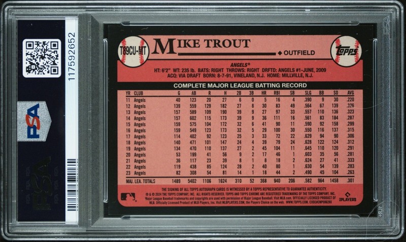 Mike Trout 2024 Topps Update Silver Gold 1989 Chrome Auto 16/25 PSA 10/10 view 2