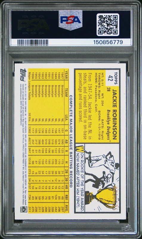 150856779 Jackie Robinson 2022 Topps Archives #42 Green /125 PSA 9 view 2