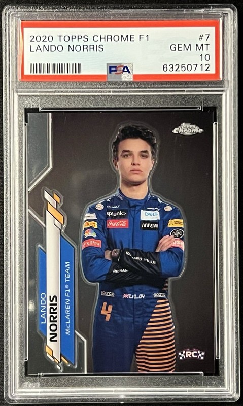 2020 Topps Chrome Formula 1 - F1 Racers Lando Norris #7 Rookie PSA 10 view 1