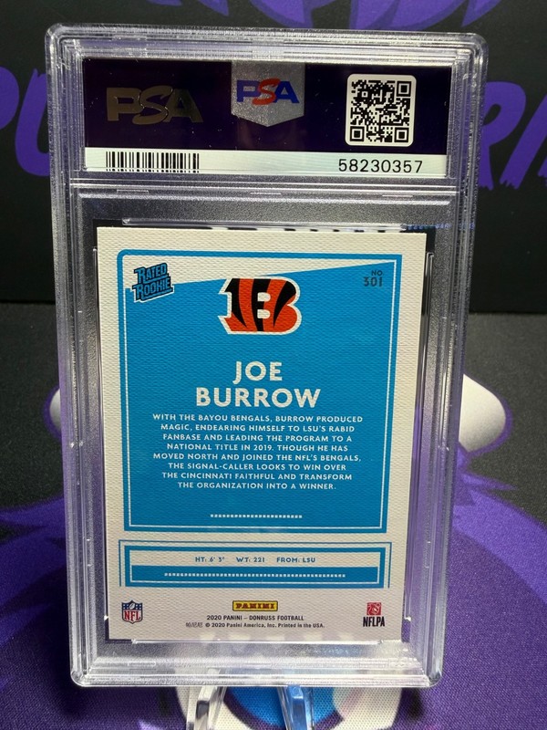 Joe Burrow (Rookie) PSA 10 - 2020 Panini Donruss - Rated Rookie Canvas Bengals view 2