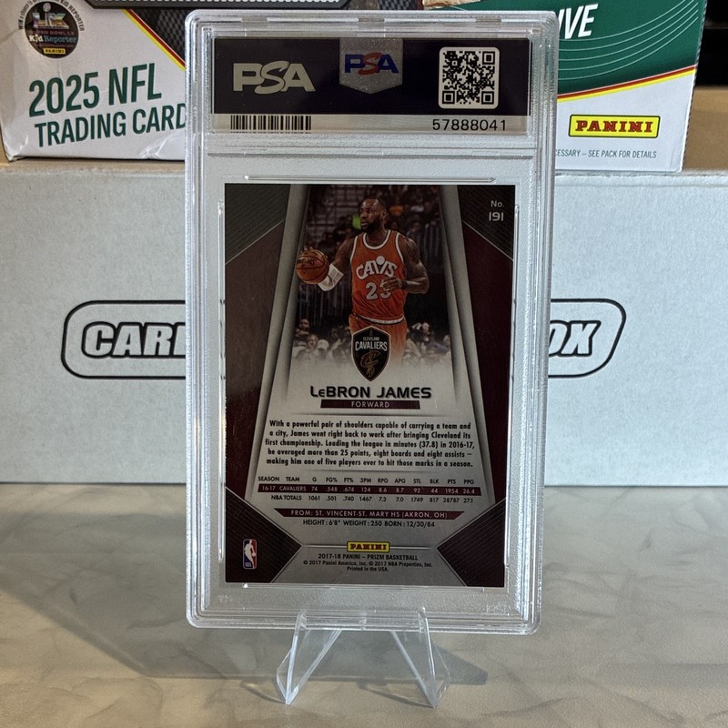 Panini 2017-18 Prizm LeBron James Base #191 Cleveland Cavaliers PSA 9 view 2