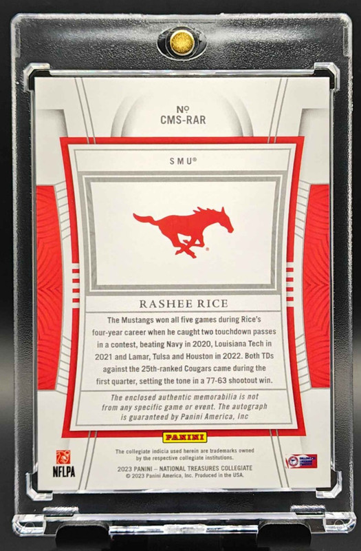 Rashee Rice 2023 National Treasures Collegiate #CMS-RAR RPA /49 SMU Mustangs view 2
