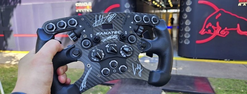 Max Verstappen &Lando Norris Signed Fanatec F1 Wheel 10 other F1 drivers PSA DNA