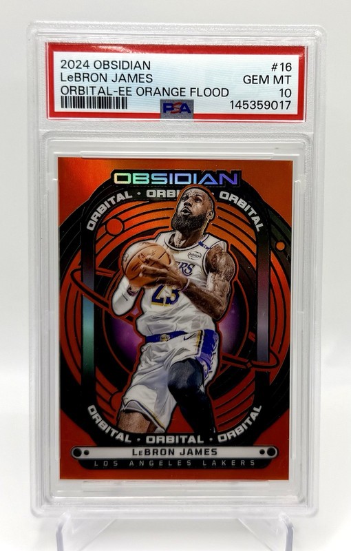 2024 OBSIDIAN LeBRON JAMES ORBITAL-EE ORANGE FLOOD Lakers PSA 10 /99 SP