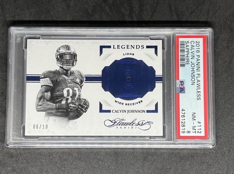 2016 Flawless Calvin Johnson Legends Gem Sapphire Purple /10 PSA 8 LIONS #112