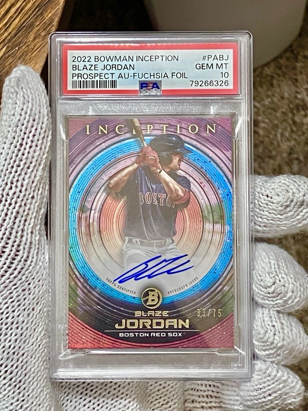 Blaze Jordan 2022 Bowman Inception PSA 10 Auto /75 St Louis Cardinals Rookie RC
