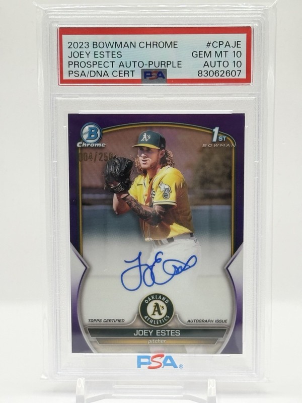 2023 Bowman Chrome - Prospect AutoJoey Estes #CPA-JE Purple Refractor PSA 10