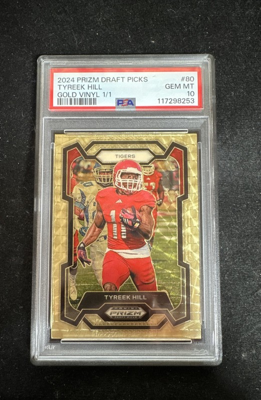 2024 Panini Prizm Draft Picks - Tyreek Hill #80 Gold Vinyl Prizm /1 PSA 10