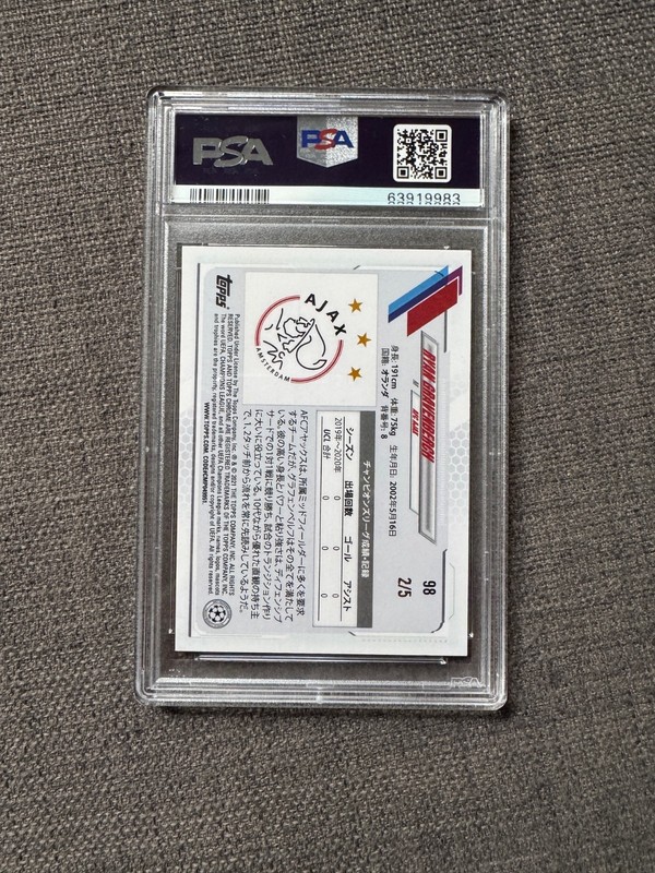 2020-21 Topps Chrome Japan RYAN GRAVENBERCH Red Refractor #/5 Rookie RC PSA 10 view 2