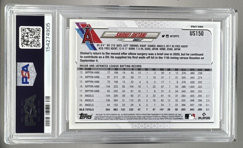 154274905 Shohei Ohtani 2021 Topps Update #US150 SP PSA 9 view 2