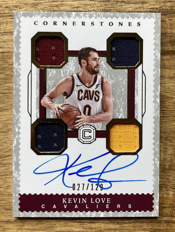 2017-18 Panini Cornerstones Kevin Love Cleveland Cavaliers Quad Patch Auto /129
