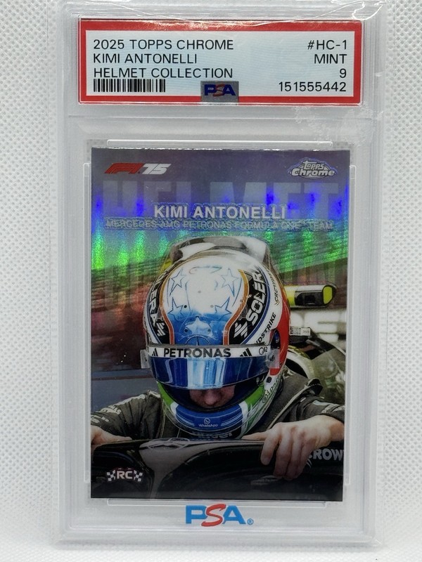 Kimi Antonelli 2025 Topps Chrome Formula 1 Helmet Collection Andrea #HC-1 PSA 9