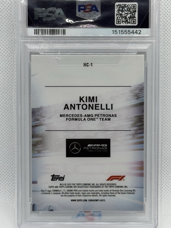 Kimi Antonelli 2025 Topps Chrome Formula 1 Helmet Collection Andrea #HC-1 PSA 9 view 2