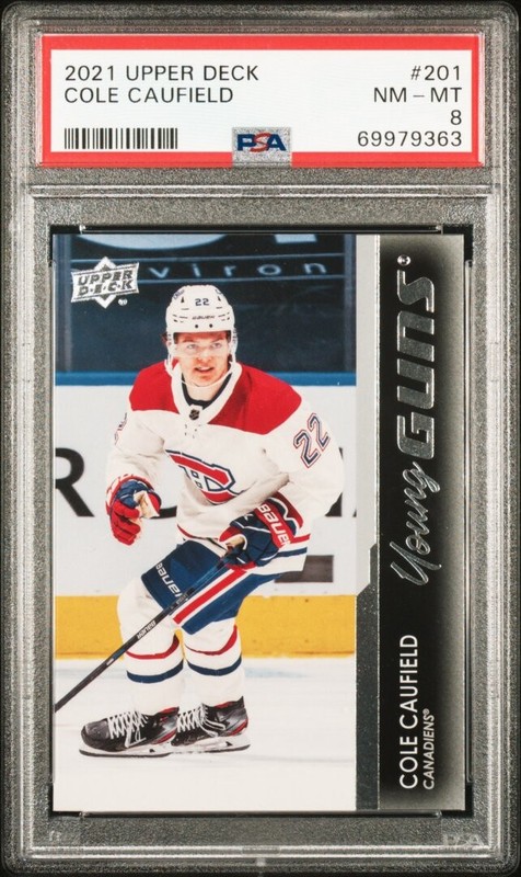 2021-2022 Upper Deck Cole Caufield Young Guns PSA 8 #201