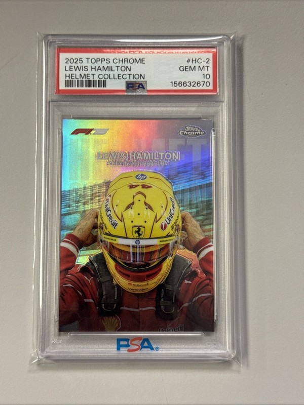 2025 Topps Chrome F1 Lewis Hamilton Helmet Collection Psa 10