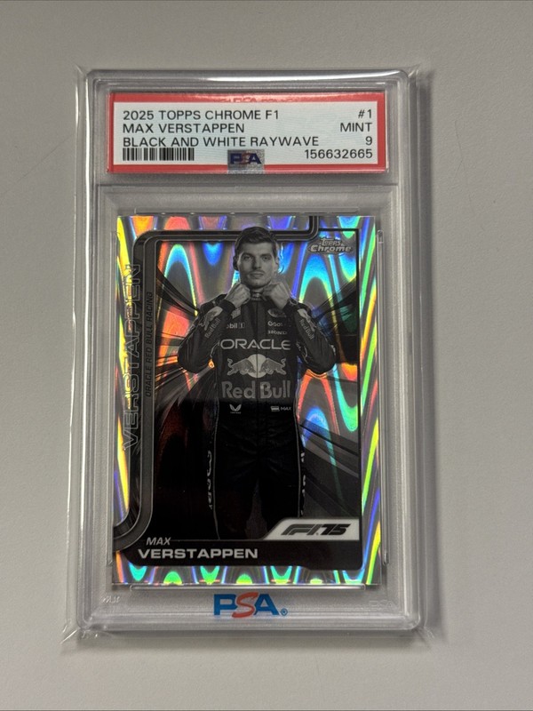 2025 Topps Chrome F1 Max Verstappen Black And White Raywave Psa 9 
