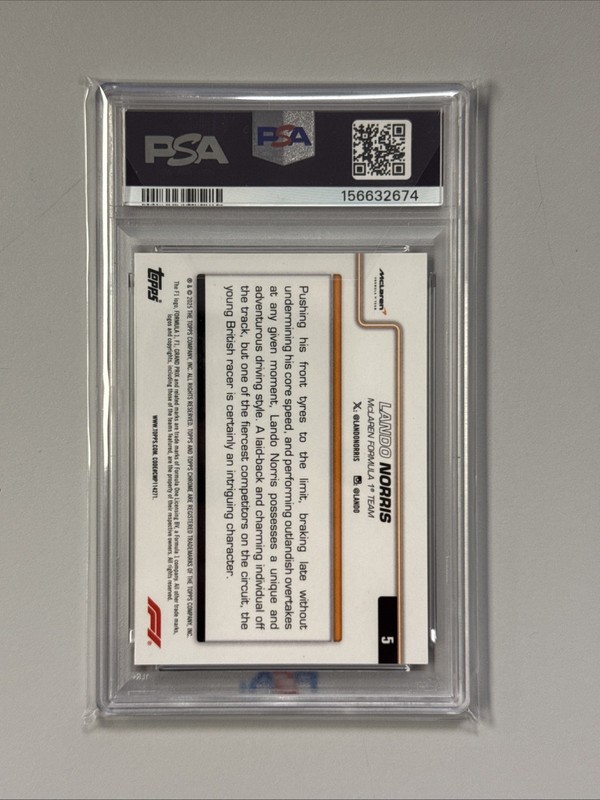 2025 Topps Chrome F1 Lando Norris Gold Raywave /50 Psa 10 view 2