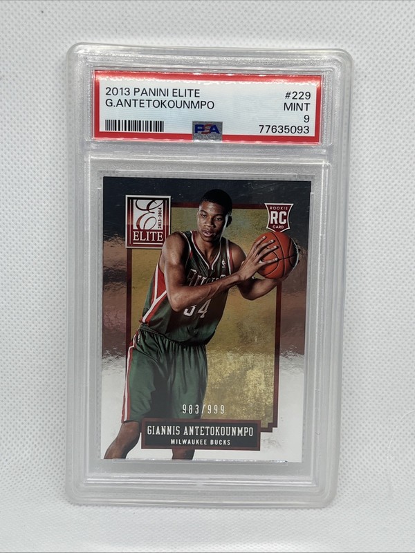 2013-14 Panini Elite Giannis Antetokounmpo RC Rookie #/999 Bucks PSA 9