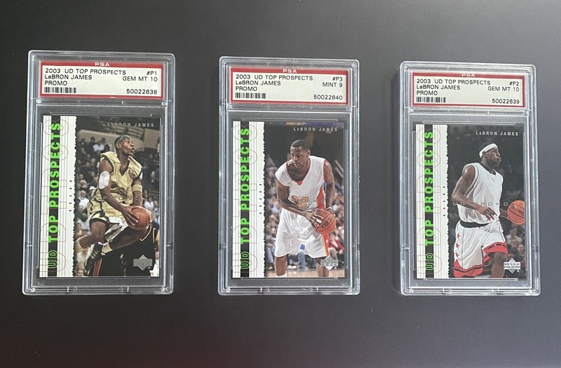 Complete Set of 3 UD Top Prospect 2003 LEBRON JAMES Cards #3, 55, 60 PSA 10 10 9
