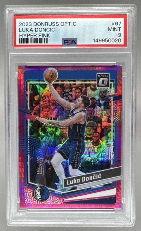 149950020 Luka Doncic 2023 Panini Donruss Optic #67 Hyper Pink Prizm PSA 9