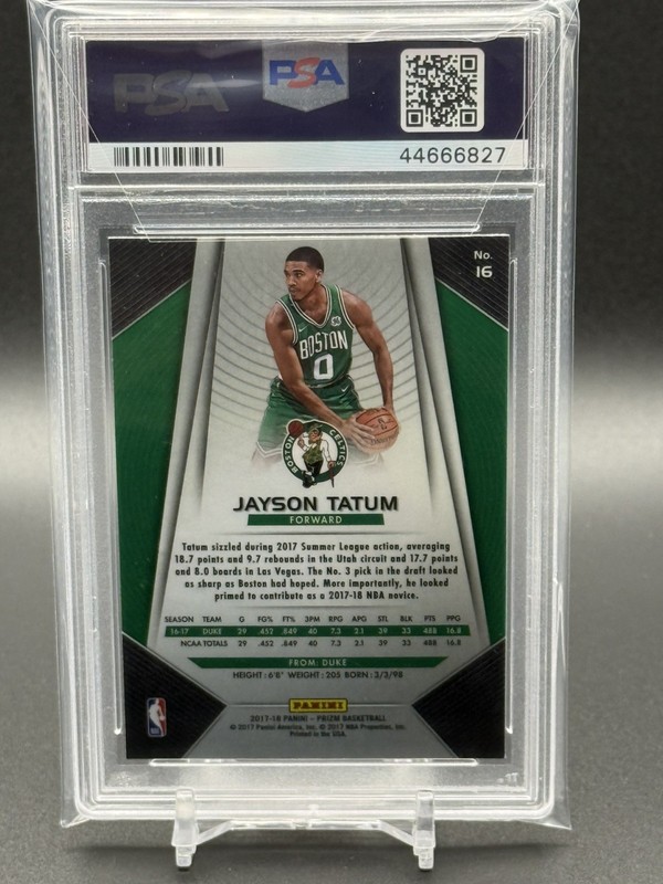 2017-18 Panini Prizm - Jayson Tatum #16 (RC) PSA 10 view 2