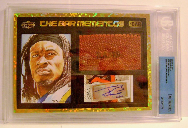 TODD GURLEY GAME USED FOOTBALL RELIC 1/1 AUTO BECKETT 10 THE BAR MEMENTOS 2018