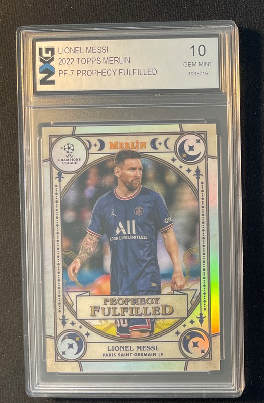 Lionel Messi 2022 Topps Merlin Prophecy Refractor #PF-7 Graded NXG 10 Gem Mint