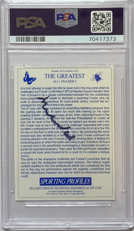 1993 Sporting Profiles MUHAMMAD ALI Frazier PSA Autograph ON CARD Auto RARE view 2