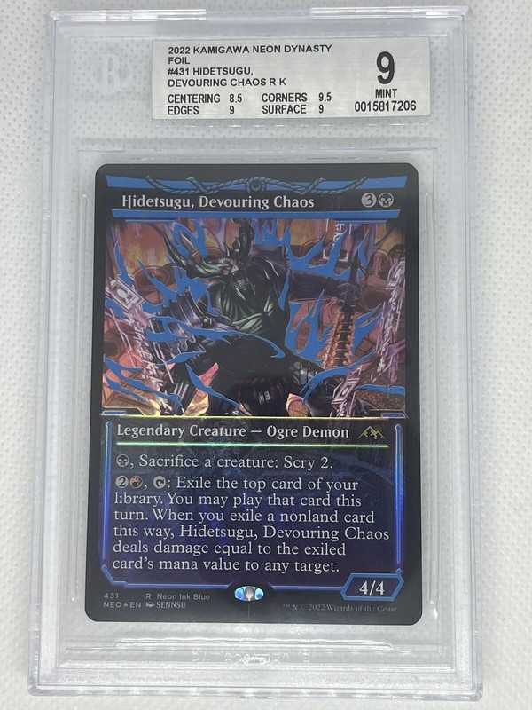 MTG Magic Kamigawa Neon Dynasty Hidetsugu Devouring Chaos Neon Ink Blue BGS 9