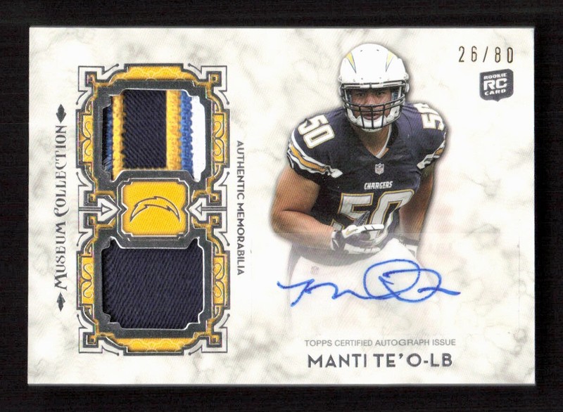 2013 Topps Museum Collection Manti Te'o RC Rookie Dual Patch Auto #'d /80