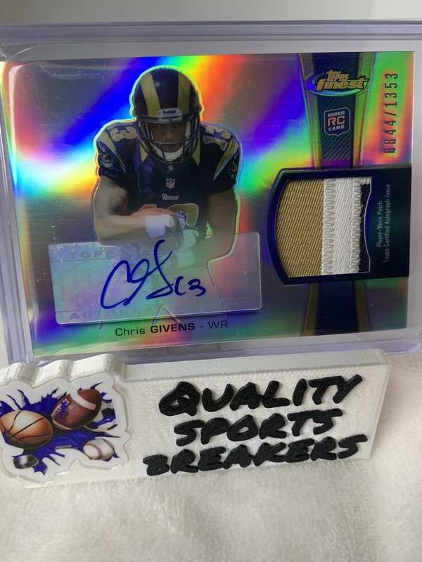 2012 Topps Finest CHRIS GIVENS #/1353 Rookie Patch Autographs Refractors Rams
