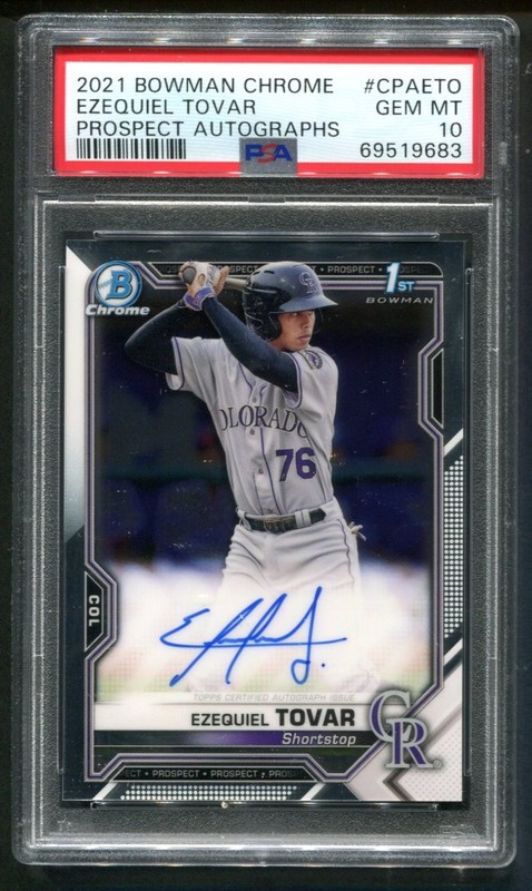 2021 Bowman Chrome Ezequiel Tovar 1ST AUTO PSA 10 GEM MINT 💎