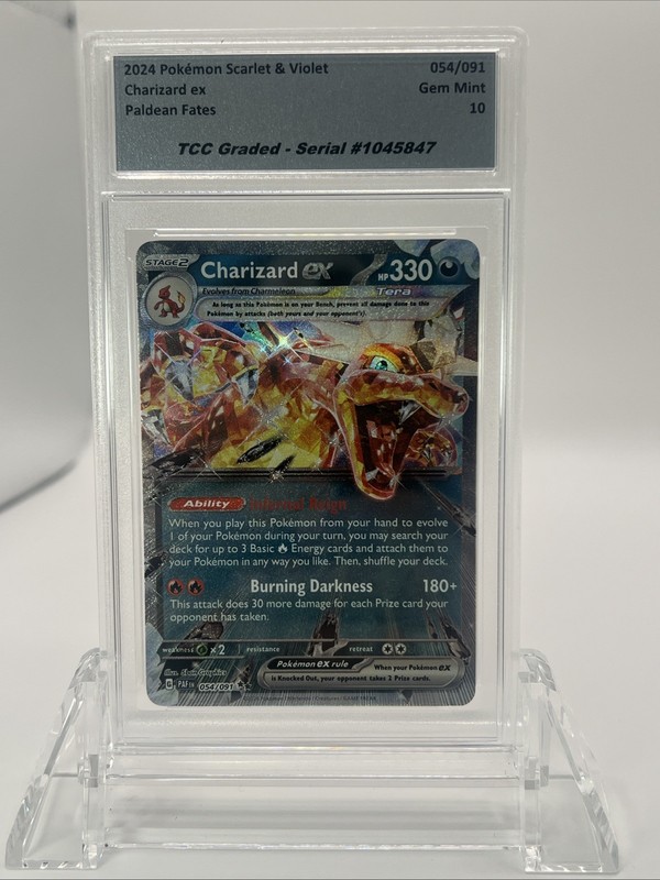 2024 Pokemon Paldean Fates Charizard EX 054/091 TCC Graded Gem Mint 10