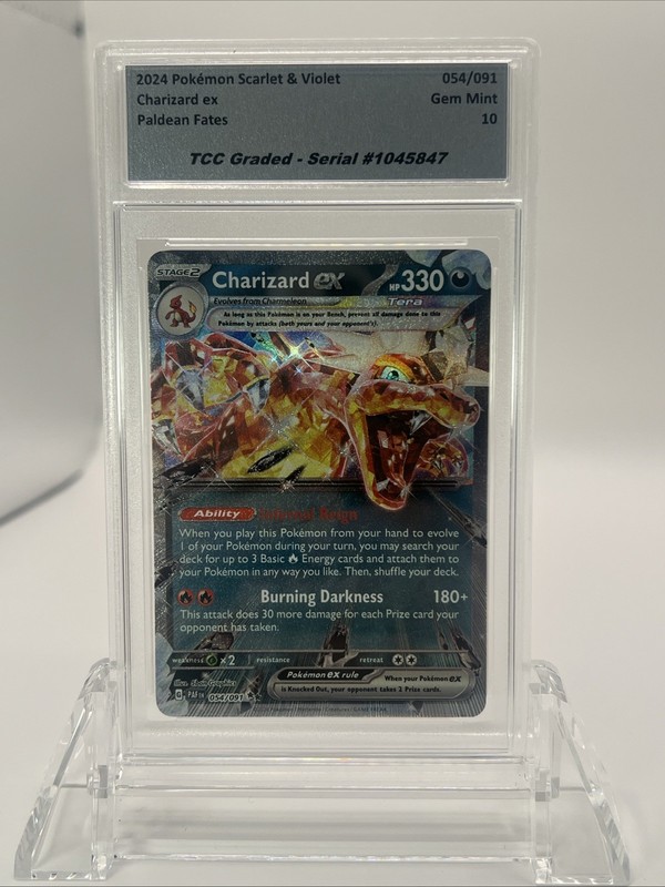 2024 Pokemon Paldean Fates Charizard EX 054/091 TCC Graded Gem Mint 10 view 2