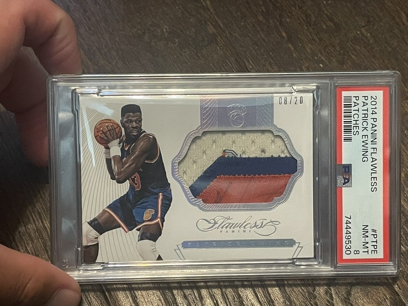 *** 2014 Flawless Patch Jersey Auto PATRICK EWING /20 PSA 8 Near Mint ***